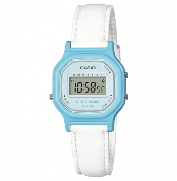 Jam digital dengan tali kulit warna pastel